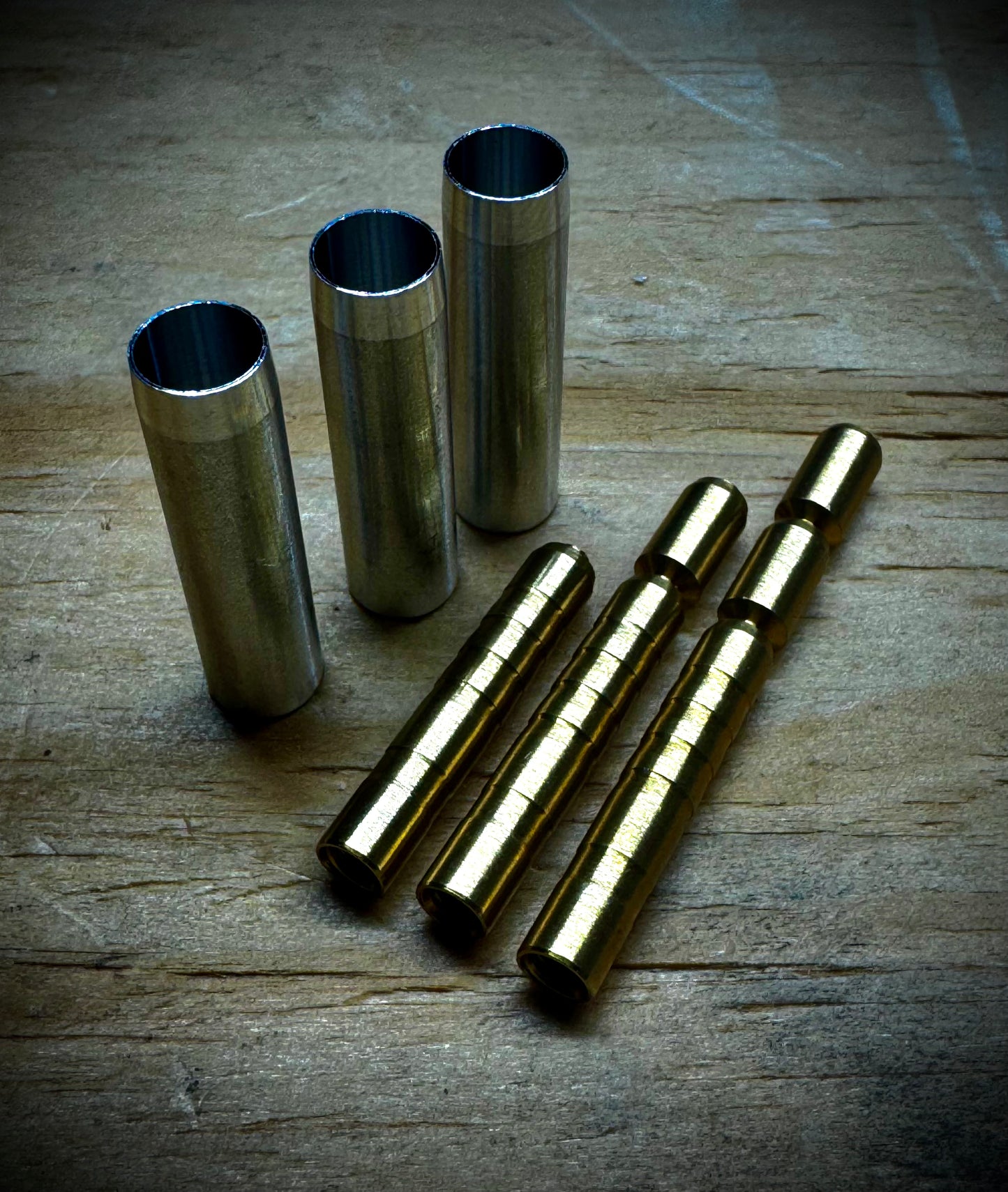 .204/5mm 100g, 75g, 50g brass breakaway hidden/sleeve insert combo. 6pk