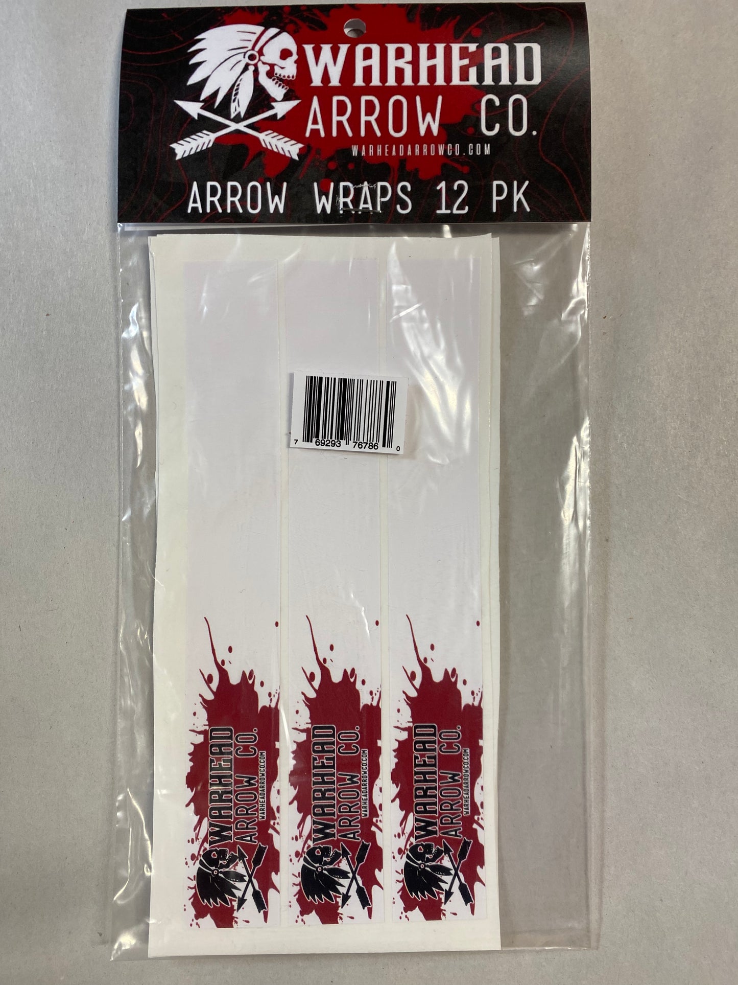 Warhead logo blood splat 7” arrow wraps 12 pk