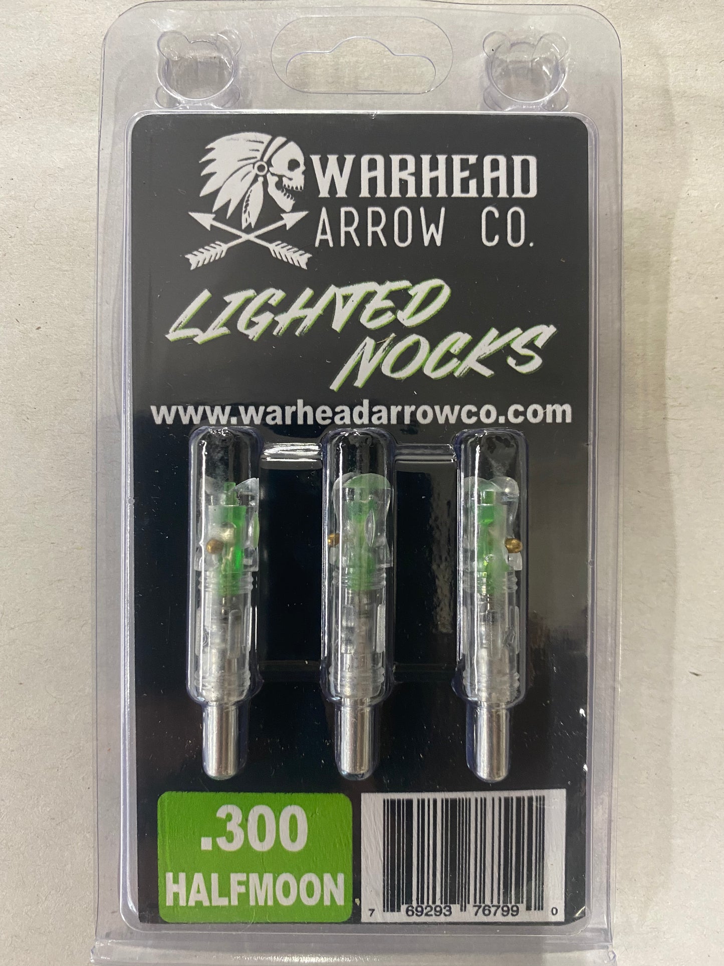 Warhead Arrow Co .300 Lighted Halfmoon Nocks Green 3pk
