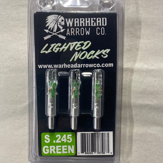 Warhead Arrow Co .245 Lighted S Nocks Green 3pk